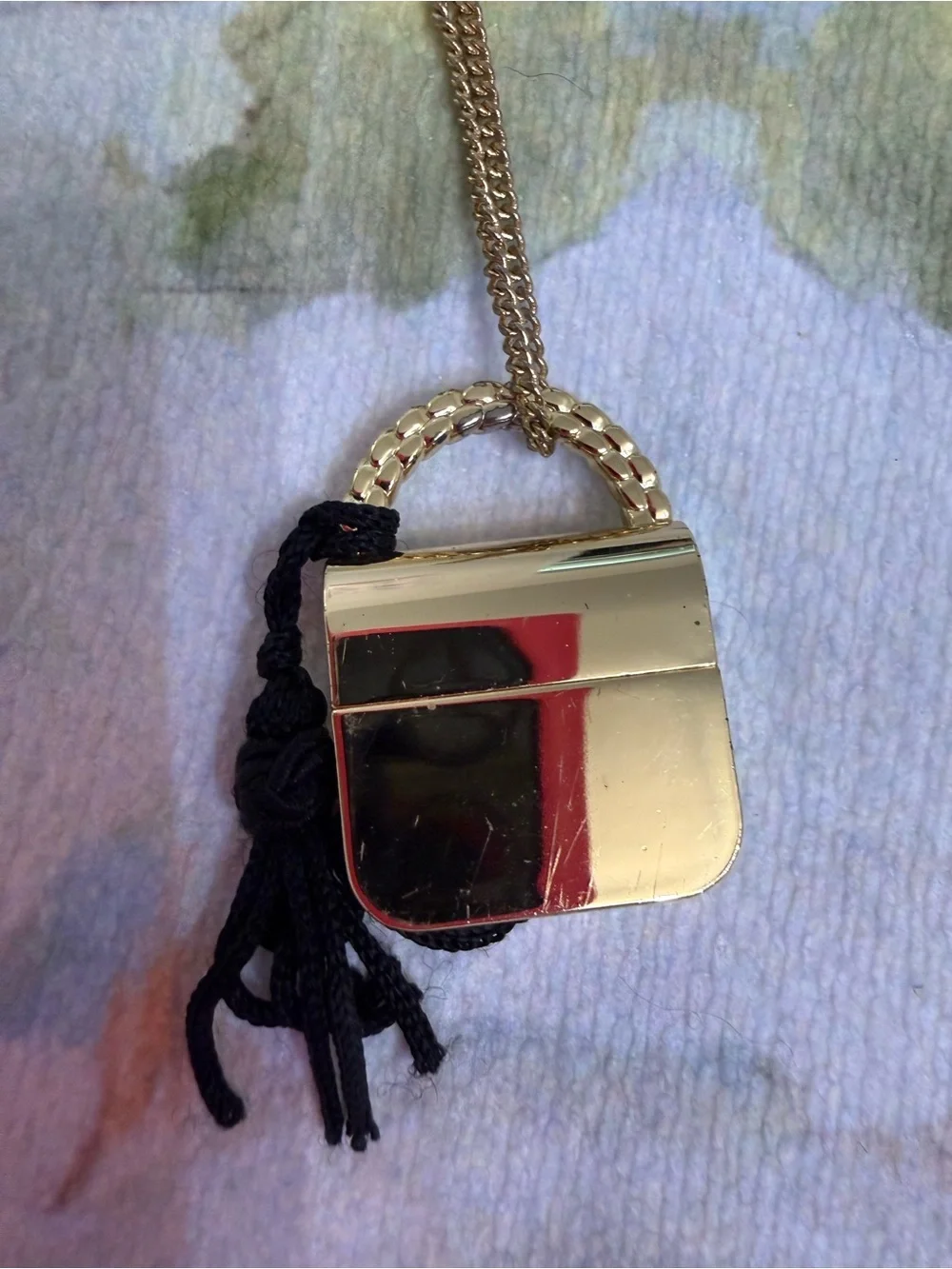 Marc Jacobs Gold Padlock Necklace with Black Tassel Accent - Picture 3 of 3